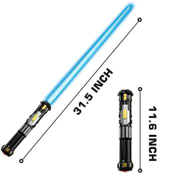 4 Pack Light up Sword Saber with FX Sound (on-Off Control) and Full Retractable Handle, 4 Colors LED Glow in The Dark Toy for Kids Adult