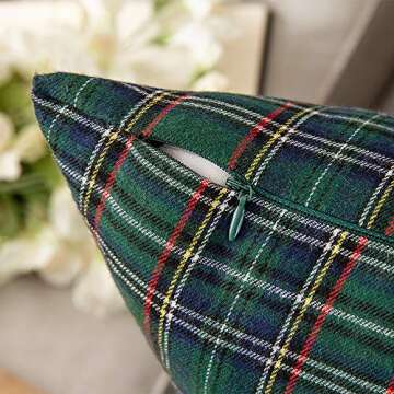 MIULEE Christmas Set of 2 Scottish Tartan Plaid Throw Pillow Covers Farmhouse Classic Decorative Squ...