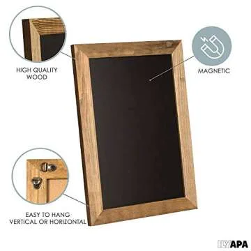 Ilyapa Rustic Wooden Magnetic Kitchen Chalkboard Sign - 12x16 Inch Brown Framed Wall Hanging Chalk Board for Farmhouse Decor, Wedding, Restaurant Menu & Home