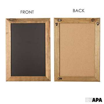 Ilyapa Rustic Wooden Magnetic Kitchen Chalkboard Sign - 12x16 Inch Brown Framed Wall Hanging Chalk Board for Farmhouse Decor, Wedding, Restaurant Menu & Home