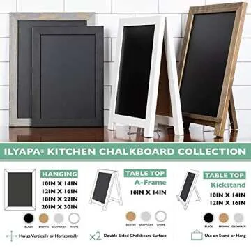 Ilyapa Rustic Wooden Magnetic Kitchen Chalkboard Sign - 12x16 Inch Brown Framed Wall Hanging Chalk Board for Farmhouse Decor, Wedding, Restaurant Menu & Home