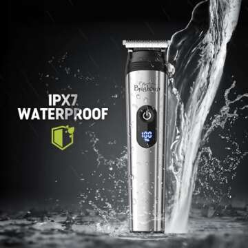 Brightup Beard Trimmer for Men, 2000mAh Rechargeable Electric Razor, 4 Hrs Cordless Hair Clippers Trimmers Set, Waterproof Mens Grooming Shaving Kit for Face, Mustache, Body, Ear, Nose, Gifts for Men