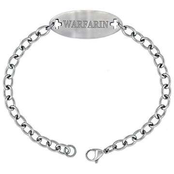 Attractive WARFARIN Medical Alert Bracelet - Lightweight & Comfortable