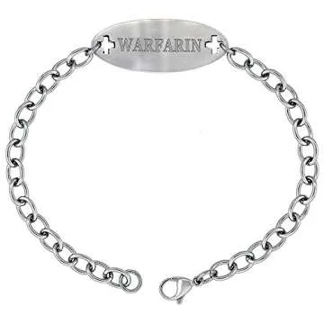 Attractive WARFARIN Medical Alert Bracelet - Lightweight & Comfortable