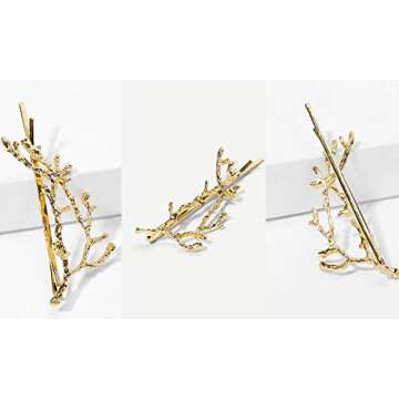Vintage Antler Hair Clips for Women Girls Christmas Metal Tress Branch Gold Silver Deadwood Hairpin Bobby Barrettes Accessory HalloweenBirthday Present Twig Leaf Bride Headpiece Set 8pcs