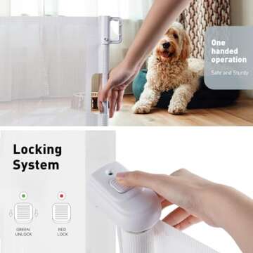 Fijinhom Retractable Baby Gate Indoor Outdoor Safety Gate for Baby and Dog Gate Extends to 71’’ Wide 35’’ Tall Child Safety Gate Mesh Gate for Stairs, Doorways,Hallways