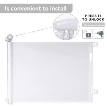 Fijinhom Retractable Baby Gate Indoor Outdoor Safety Gate for Baby and Dog Gate Extends to 71’’ Wide 35’’ Tall Child Safety Gate Mesh Gate for Stairs, Doorways,Hallways