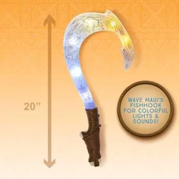 Disney Moana 2 Maui's Magical Fishhook Motion Activated Lights and Sound! 20 Inches, Officially Licensed, Great Birthday Gift, for Boys & Girls