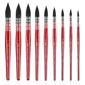 Grabie Professional Watercolor Paint Brushes, Mop Paintbrushes, 9 Pcs, Synthetic Squirrel Hair, Art ...