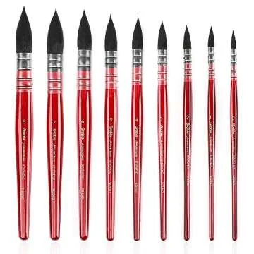 Grabie Professional Watercolor Paint Brushes, Mop Paintbrushes, 9 Pcs, Synthetic Squirrel Hair, Art ...