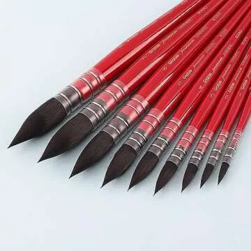Grabie Professional Watercolor Paint Brushes, Mop Paintbrushes, 9 Pcs, Synthetic Squirrel Hair, Art Supplies for Painting, Great Watercolor Set for Artists, Amateur Hobbyists and Painting Lovers
