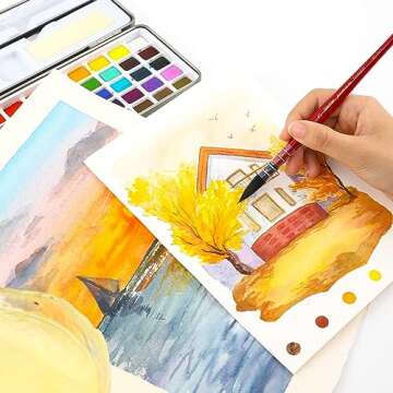 Grabie Professional Watercolor Paint Brushes, Mop Paintbrushes, 9 Pcs, Synthetic Squirrel Hair, Art Supplies for Painting, Great Watercolor Set for Artists, Amateur Hobbyists and Painting Lovers