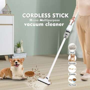 SIPPON Handheld Vacuum Cleaner, 2-in-1 Lightweight Stick Vacuum w/100W Powerful Motor & Led Display, Portable Hand held Vacuum for Home Hard Floor Carpet Pet Hair (White Cordless Plugless)