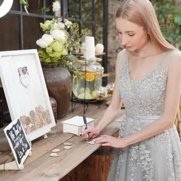 Y&K Homish Wedding Guest Book Alternative Rustic wedding decorations for reception wedding signs Antique White