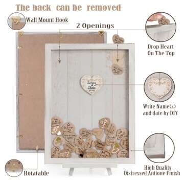 Y&K Homish Wedding Guest Book Alternative Rustic wedding decorations for reception wedding signs Antique White