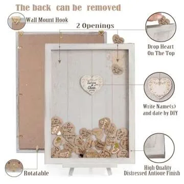 Y&K Homish Wedding Guest Book Alternative Rustic wedding decorations for reception wedding signs Antique White