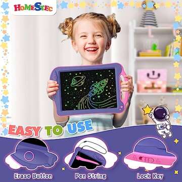 HOMESTEC Astrodraw Drawing Pad Toys, Colorful LCD Writing Tablet for Kids, Doodle Board for Toddlers...