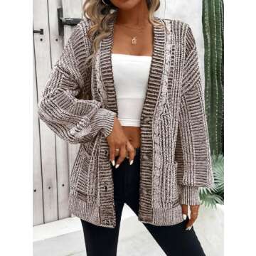 Pink Queen Cozy Long Sleeve Cable Knit Cardigan