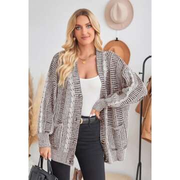 Pink Queen Cozy Long Sleeve Cable Knit Cardigan