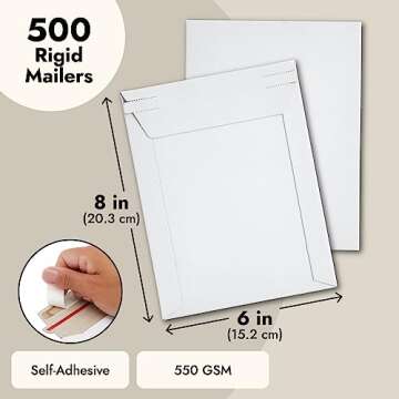 Juvale 500-Pack Rigid Mailers for Shipping Photos and Documents