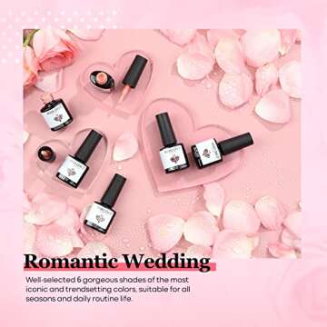 modelones Gel Nail Polish Set - 6 Colors Nude Pink Gel Polish All Seasons Set Soak Off LED Gray Gel Nail Art Manicure Kit, Salon DIY at Home Holiday Gift for Women Girl