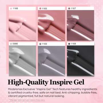 modelones Gel Nail Polish Set - 6 Colors Nude Pink Gel Polish All Seasons Set Soak Off LED Gray Gel Nail Art Manicure Kit, Salon DIY at Home Holiday Gift for Women Girl
