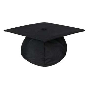 FtyFty Unisex Adult Matte Graduation Cap with Tassel Year Charm - Black with Red