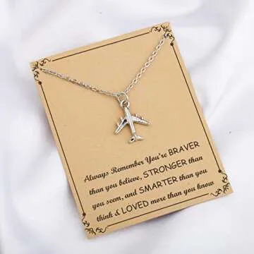 FUSTMW Airplane Necklace Aircraft Pendant Flight Attendant Jewelry Pilot Gifts for Aviation Traveler (silver)