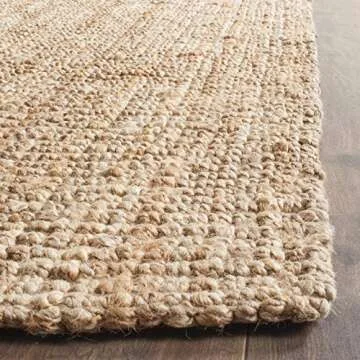 SAFAVIEH Natural Fiber Collection Area Rug - 8' Square, Natural, Handmade Chunky Textured Jute 0.75-inch Thick, Ideal for High Traffic Areas in Living Room, Bedroom (NF447A)