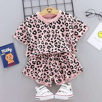 Stylish Toddler Leopard Print Summer Outfit Set for Girls