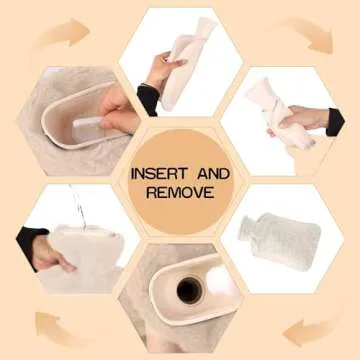 Large Hot Water Bottle with Cover, 2 Litre, Premium Natural Rubber Hot Water Bag, Soft Fleece Cover for Pain Relief, Back, Neck and Shoulders & Warm Cosy Nights (Beige)