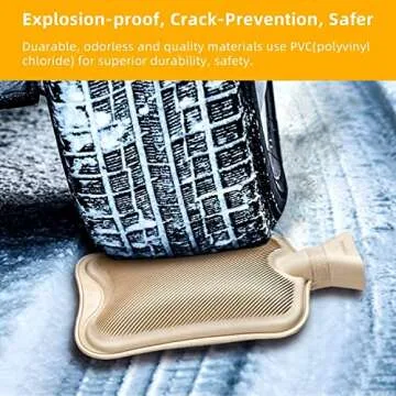 Large Hot Water Bottle with Cover, 2 Litre, Premium Natural Rubber Hot Water Bag, Soft Fleece Cover for Pain Relief, Back, Neck and Shoulders & Warm Cosy Nights (Beige)