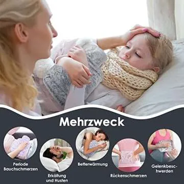 Large Hot Water Bottle with Cover, 2 Litre, Premium Natural Rubber Hot Water Bag, Soft Fleece Cover for Pain Relief, Back, Neck and Shoulders & Warm Cosy Nights (Beige)