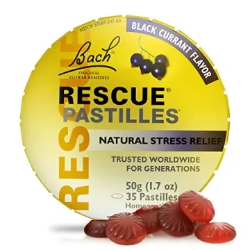 Bach RESCUE PASTILLES, Black Currant Flavor, Natural Stress Relief Lozenges, Homeopathic Flower Esse...