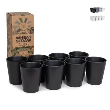 Grow Forward Premium Wheat Straw Cups - Set of 8 Unbreakable BPA Free Reusable Hard Plastic 13 oz Dr...