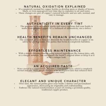 Kitchen Science Copper Water Bottle (34oz) with Carrying Canvas Bag