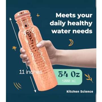 Kitchen Science Copper Water Bottle for Health & Hydration