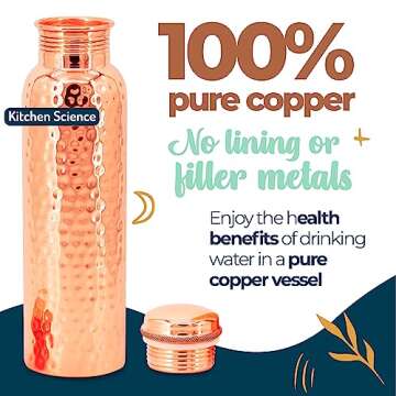 Kitchen Science Copper Water Bottle for Health & Hydration