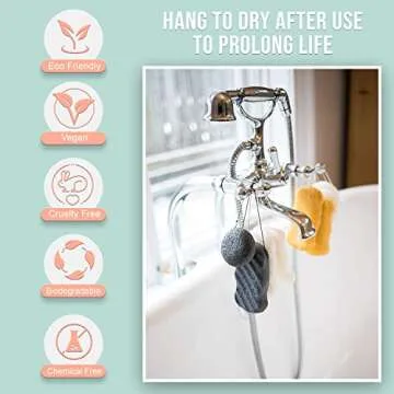 Pure SOL. Konjac Exfoliating Bath Sponge - Original Exfoliator Sponge – Konjac Sponge for Sensitive Skin - Deep Cleansing, Clean Pores, Remove Impurities - 100% Natural and Good for All Skin Types