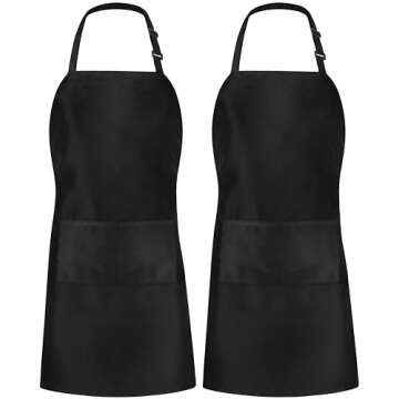 Utopia Kitchen 2 Pack Bib Apron, Adjustable with 2 Pockets, Water and Oil Resistant, Cooking Kitchen Chef Apron for Women Men