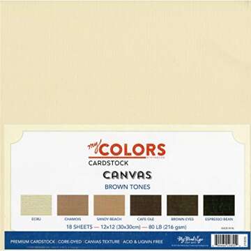My Colors 12x12 Brown Tones Canvas Cardstock Bundle-18 Pieces, 12" by 12", Multicolor