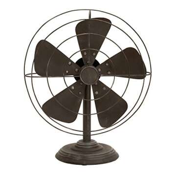 Deco 79 Metal Fan Decorative Sculpture Home Decor Statue, Accent Figurine 15" x 8" x 18", Black