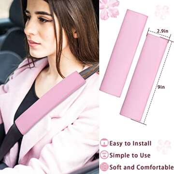 Complete 15 Pcs Pink Bling Car Accessories Set