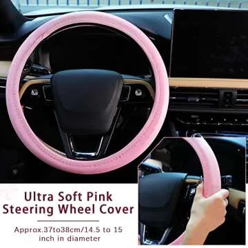 Complete 15 Pcs Pink Bling Car Accessories Set