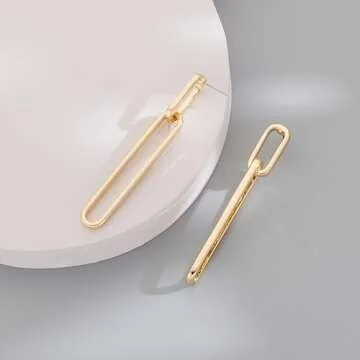 MUYAN Gold Long Geometric Drop Dangle Earrings for Women Trendy Long Paperclip Link Dangle Earrings Fashion Jewelry