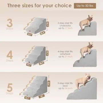 EHEYCIGA Curved Dog Stairs Ramp - 3-Step Foam Pet Stairs for Small Dogs and Cats