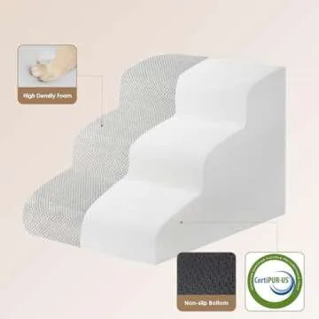 EHEYCIGA Comfortable 3-Step Dog Stairs for Cats & Dogs