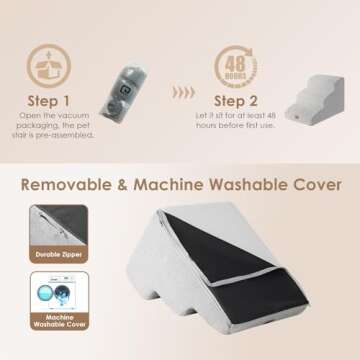 EHEYCIGA Curved Dog Stairs Ramp for Small Dogs 15.7" H, 3-Step Dog Steps for Couch Sofa and Chair, Pet Stairs for Cats, Non-Slip Balanced Pet Steps Indoor, Light Grey