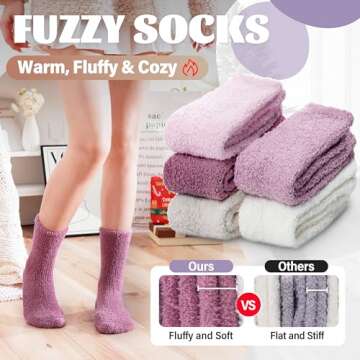 ANTSANG Fuzzy Slipper Socks for Women Men Fluffy Warm Winter Socks Valentines Galentines Day Christmas Gift Stocking Stuffers 5 Pairs(Claret/Purple/Pink,M)