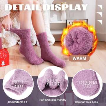 ANTSANG Fuzzy Slipper Socks for Women Men Fluffy Warm Winter Socks Valentines Galentines Day Christmas Gift Stocking Stuffers 5 Pairs(Claret/Purple/Pink,M)